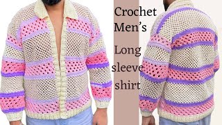 Crochet mens shirt || relaxation button up shirt || @MyzayiCrochet