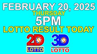 5pm Lotto Result Today February 20 2025 | PCSO 2D 3D Lotto