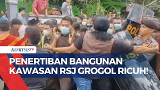 Ricuh! Warga Hadang Petugas Penertiban Bangunan di Kompleks RSJ Grogol, Saling Dorong dengan Polisi