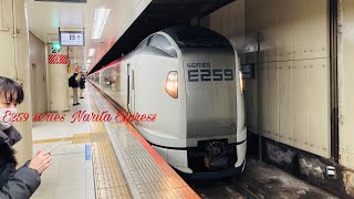 E259系Ne018編成 特急成田エクスプレス28号 新宿行き 東京駅発車