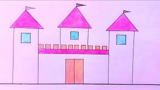 How to Draw a Castle - Step by Step || Easy Castle Drawing Tutorial || Beautiful Castle 🏰 Drawing