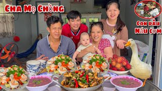 Cha Mẹ Chồng Lần Đầu Ăn Bữa Cơm Đầy Đủ Con Dâu Nấu Tôm Xào Bắp Non Cá Lóc Kho Quẹt