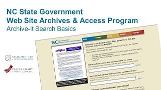 NC Web Archives Tips for Searching: Archive-It