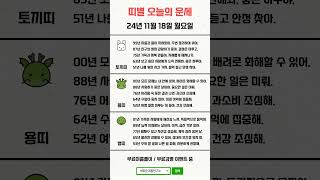 띠별 오늘의 운세 2024년 11월 18일 월요일