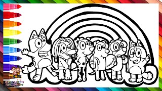 Zeichnen und Ausmalen von Bluey und ihren Freunden 🐶❤️🧡💛💚💙💜🌈 Zeichnungen für Kinder