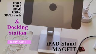 MagFit iPad Stad and Docking Station for iPad Pro 11, Magnetic with Many Ports and 3.5 mm Audio Jack