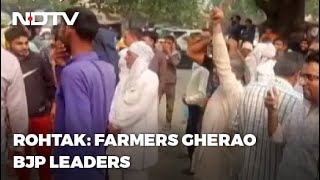 BJP Leaders Watching PM Live In Temple Surrounded By Farmers In Haryana