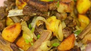 Gertee Гэртээ Шарсан төмстэй, хонины хавирга/ Mutton ribs with crispy potatoes