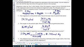 Tutorial: Mole Calculations - Empirical Formula of Magnesium Oxide