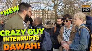 Crazy guy interrupts dawah! Ai Dawah Vs Atheists | Speakers corner | Hyde Park