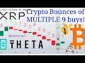 Crypto‐BOOM right on time! BTC bounces off a daily 9 and Theta 3-day 9! #xrp + TFUEL 3day 9 + more