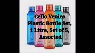 Cello Venice Plastic Bottle Set, 1 Litre, Set of 5, Assorted