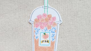 { 색연필 일러스트 } 복숭아 에이드 손그림 그리기 / prisma colored pencil illustration _ peach ade drawing