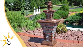 Sunnydaze 2-Tier Stacked Stone Look Outdoor Water Fountain - XSS-561 *