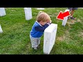 Boy Cries at His Mom's Grave Saying 