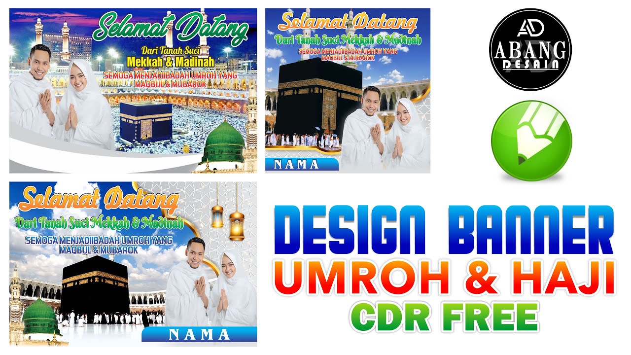 DESAIN BANNER UMROH HAJI FREE DOWNLOAD CDR X7 & X3 - YouTube