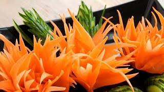 Handmade Carrot Flower | Vegetable Carving Garnish | Food Decoration | Party Garnishing