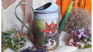 Country style watering can - Decoupage tutorial ♡♡♡  Inspiration for Daily Art Poland