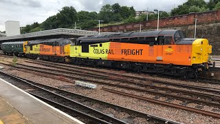 37057 (Barbara Arbon) \u0026 37421 Colas Railfreight leaving Sheffield railway station