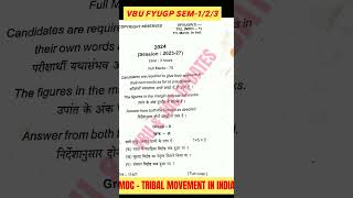 FYUGP MDC - Tribal Movement In India | Question paper (2023-27 Exam)  #VBU