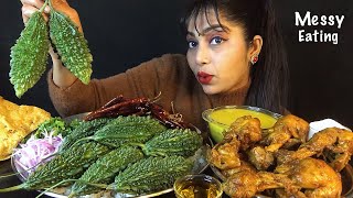 EATING DAL BHAT SPICY LEGS CURRY KARELA BHARTA PAPAD | INDIAN ASMR | EATING SHOW | BIG BITES MUKBANG