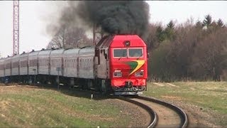 Дымящий тепловоз ТЭП70БС / Extreme smoke, diesel locomotive TEP70BS