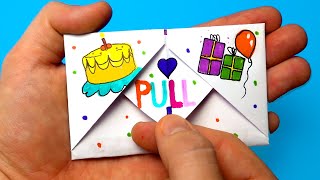 DIY Pull Tab Origami Envelope Card | Letter Folding Origami | birthday Card | Greeting Card