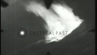 An Allied aircraft strafes a German U boat in the Atlantic Ocean during World War...HD Stock Footage