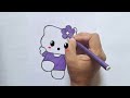 how to draw hello kitty penting and colouring for kids toddler hellokitty