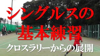 テニス シングルスの基本練習、クロスからの展開 Tennis Basic practice of singles, development from the cross