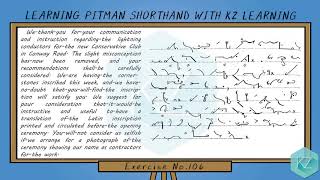 Pitman Shorthand - Exercise No.106 Dictation (80 WPM) - KZ Learning