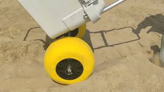 beach trolley testing ECOSINO beach cart with 13X7 wide beach balloon wheel