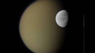 Saturn's Moons Dione and Titan from Cassini