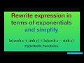 Simplify hyperbolic function ln (cosh x + sinh x) + ln(cosh x - sinh). Natural logarithms