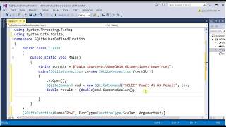 User defined function using CLR code in SQLite query | C# | SQLite