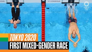 Historical! First Swimming Mixed-Gender Race at the Olympics | Tokyo 2020 Replays