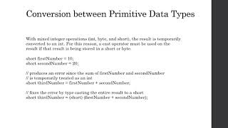 Conversions between Data Types