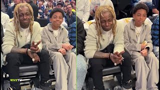 Lil Wayne And His Son Kameron Pull Up At The NBA Finals 'He Is My Son And Twin At The Same Time'