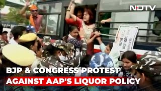 BJP And Congress Protest Against AAP's Liquor Policy