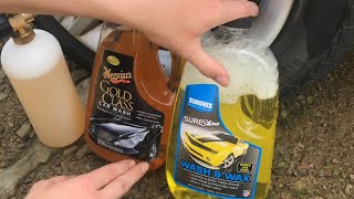 COMPARING  car wash maguires gold class Vs simoniz sure shine (foam canon)