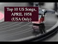 TOP 10 US SONGS, APRIL 1958; David Seville, Platters, Chuck Berry, Paul Anka, Elvis, Everly Brothers