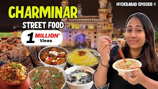 Hyderabad CHARMINAR Food Vlog | Biryani, Tawa Fish, Haleem, Mulberry Malai & Mor