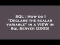 SQL : How do I 