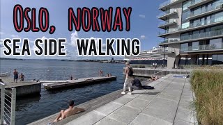 Norway Walk 4K  :  Modern Sea Side in Oslo, Norway