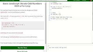 Basic JavaScript Iterate Odd Numbers With a For Loop free code camp Dani