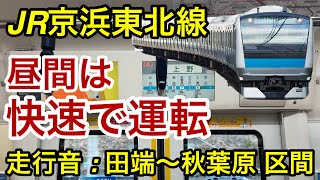 【走行音 • 快速運用】JR京浜東北線 E233系1000番台 サイ121編成「三菱IGBT-VVVF＋かご形三相誘導電動機」田端〜秋葉原 区間（快速 磯   子 行）