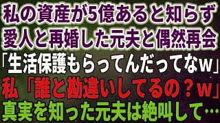 【スカッとする話】私の資産が5億あると知らず愛人と再婚した元夫と偶然再会「生活保護もらってんだってなｗ」私「誰と勘違いしてるの？ｗ」真実を知った元夫は絶叫して…