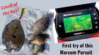 Driving on frozen lake Ice fishing || Marcum Pursuit HDL underwater camera reviews.