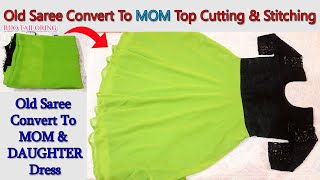 old saree to mom top cutting and stitching | XL size umbrella chudi cutting and stitching tamil