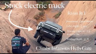 See what happens when a stock electric truck takes on the infamous Hells Gate Moab Utah